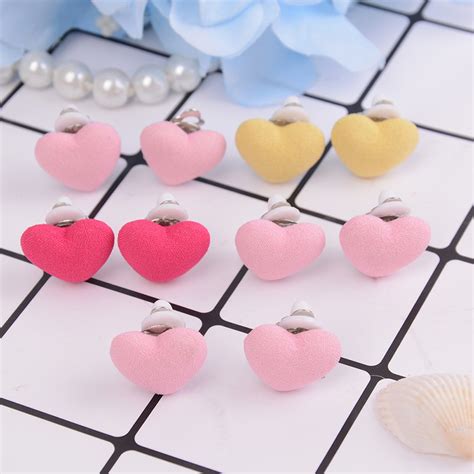 1phlove|1PH Cute love heart ear clips children clip earrings girl resin ear .